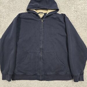 L.L. Bean Mens Katahdin Iron Works Sherpa Hoodie Jacket Size XL Blue Zip‎